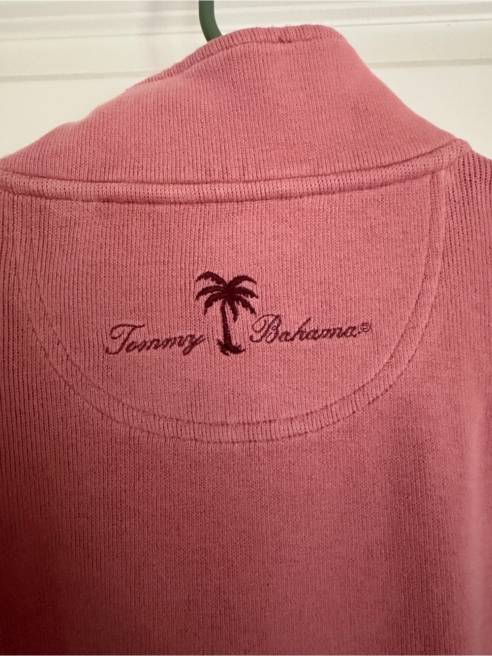 Women’s cut - Tommy Bahama 1/4 zip- Dusty Rose Palm Logo Pullover